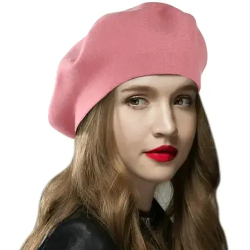 Sumolux Women Beret Hat French Wool Beret Beanie Cap Classic Solid Color Autumn Winter Hats 