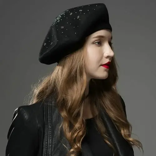 Sumolux Women Beret Hat French Wool Beret Beanie Cap Classic Solid Color Autumn Winter Hats - SUMOLUX (1)