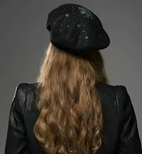 Sumolux Women Beret Hat French Wool Beret Beanie Cap Classic Solid Color Autumn Winter Hats - 3