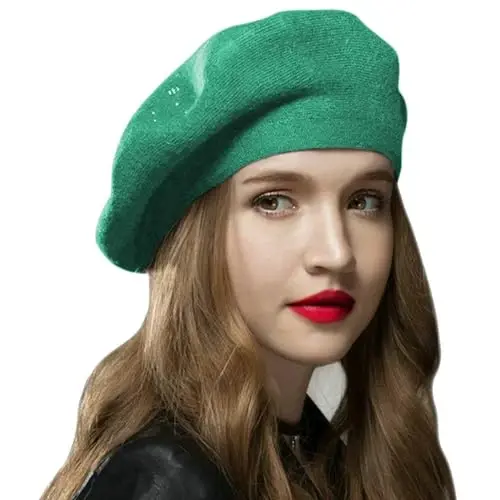 Sumolux Women Beret Hat French Wool Beret Beanie Cap Classic Solid Color Autumn Winter Hats 