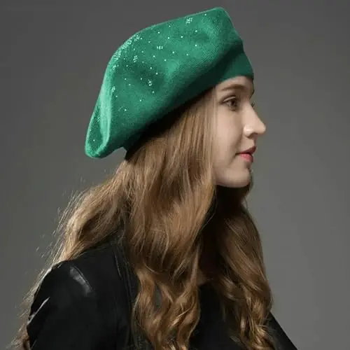 Sumolux Women Beret Hat French Wool Beret Beanie Cap Classic Solid Color Autumn Winter Hats - SUMOLUX (1)