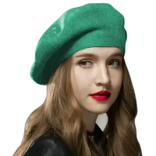 Sumolux Women Beret Hat French Wool Beret Beanie Cap Classic Solid Color Autumn Winter Hats 