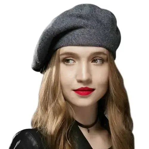 Sumolux Women Beret Hat French Wool Beret Beanie Cap Classic Solid Color Autumn Winter Hats 
