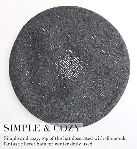 Sumolux Women Beret Hat French Wool Beret Beanie Cap Classic Solid Color Autumn Winter Hats - 3