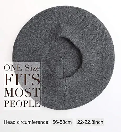 Sumolux Women Beret Hat French Wool Beret Beanie Cap Classic Solid Color Autumn Winter Hats - 4