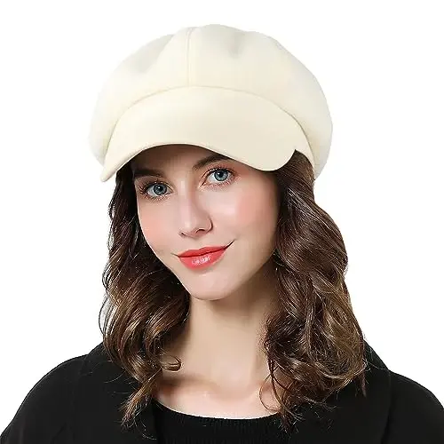 Sumolux Women Beret Newsboy Hat French Wool Cap Classic Autumn Spring Winter - SUMOLUX