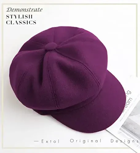 Sumolux Women Beret Newsboy Hat French Wool Cap Classic Autumn Spring Winter - 5