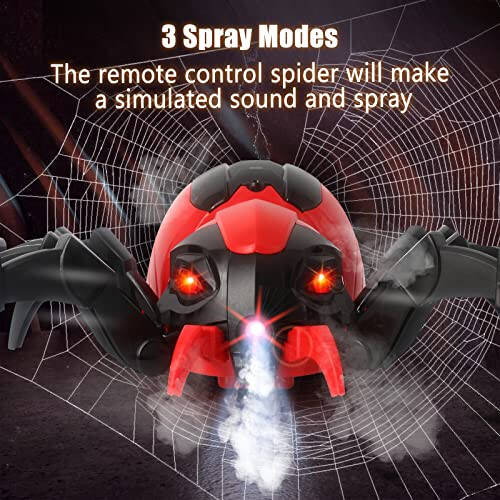 Sumsync Remote Control Spider Kids Toys - Realistic RC Spider, Music Effect, LED Light, Toys for 3 4 5 6 7 8 9 10 11 12+ Year Old Boys/Girls, Gifts for Halloween Christmas Birthday, Red - 4