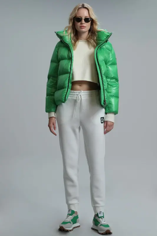 Sun Down Feather Women's Coat Green - Green - 2