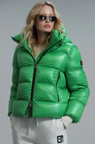 Sun Down Feather Women's Coat Green - Green - 3