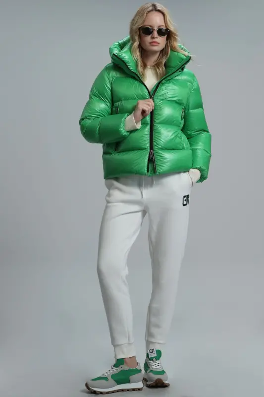 Sun Down Feather Women's Coat Green - Green - 4