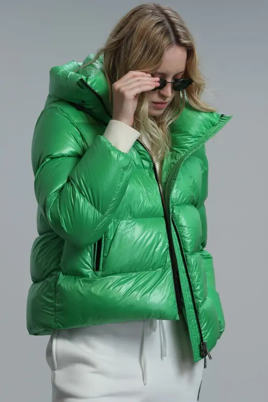 Sun Down Feather Women's Coat Green - Green - 5
