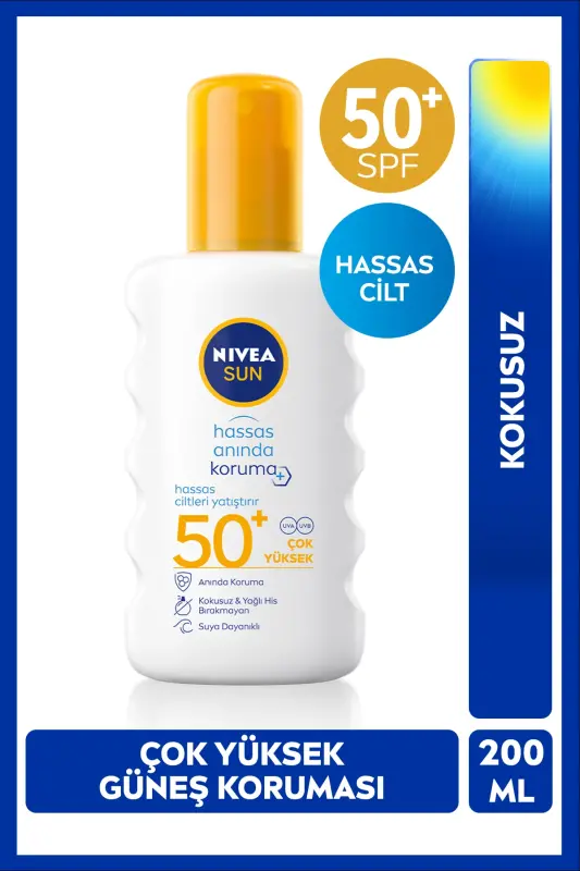 SUN SPF50 Hassas Anında Güneş Koruyucu Vücut Spreyi 200ml, Suya Dayanıklı, Yatıştırıcı, Hassas Cilt - 4