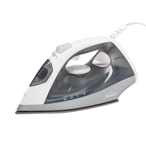 Sunbeam Classic Steam Iron, 1200 Watts, Non-Stick Soleplate, Powerful Shot of Steam, Horizontal or Vertical, Auto Shut-Off, Anti-Drip, Spray Mist, White/Grey - 1