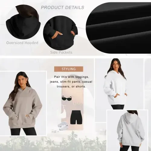 SUNBS Oversized Hoodies for Women Fall Fashion Sweatshirts Pullover Womens Clothes with Pocket - 2