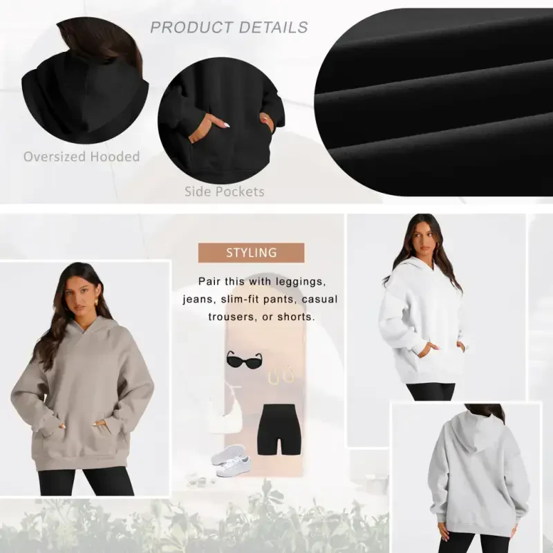SUNBS Oversized Hoodies for Women Fall Fashion Sweatshirts Pullover Womens Clothes with Pocket - 2