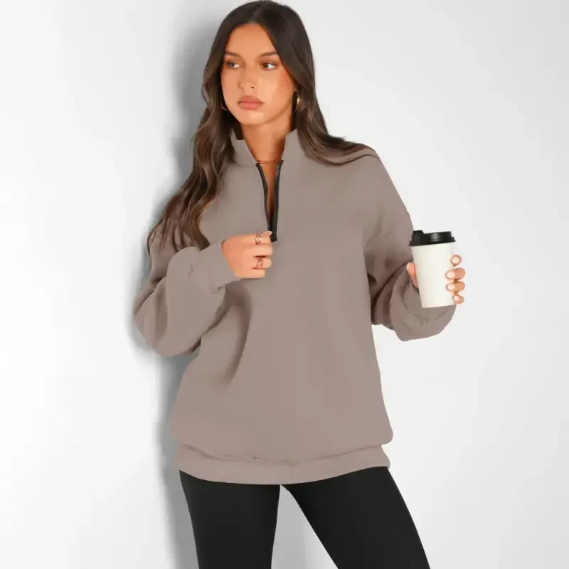 SUNBS Women's Oversized Sweatshirts Half Zip Pullover Fall Fashion Hoodies Loungewear Clothes - 1