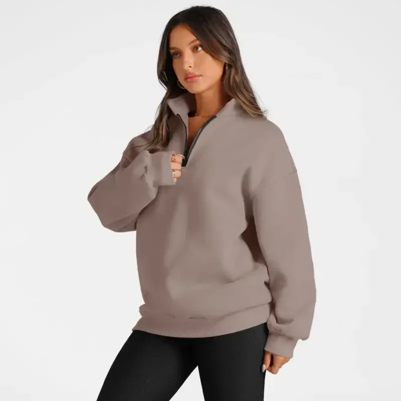 SUNBS Women's Oversized Sweatshirts Half Zip Pullover Fall Fashion Hoodies Loungewear Clothes - 2