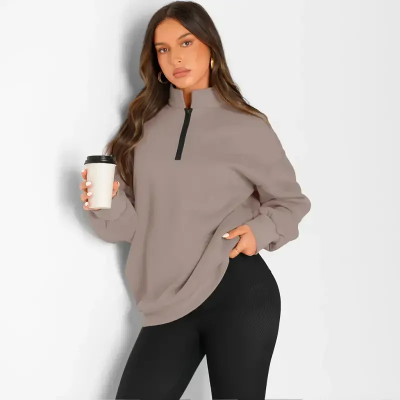 SUNBS Women's Oversized Sweatshirts Half Zip Pullover Fall Fashion Hoodies Loungewear Clothes - 4