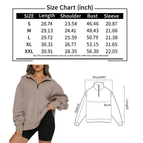SUNBS Women's Oversized Sweatshirts Half Zip Pullover Fall Fashion Hoodies Loungewear Clothes - 5