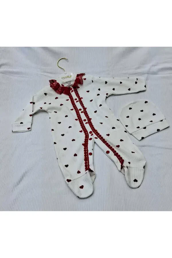 Sundan Amore Baby Lace Cotton Baby Romper and Bonnet - 1