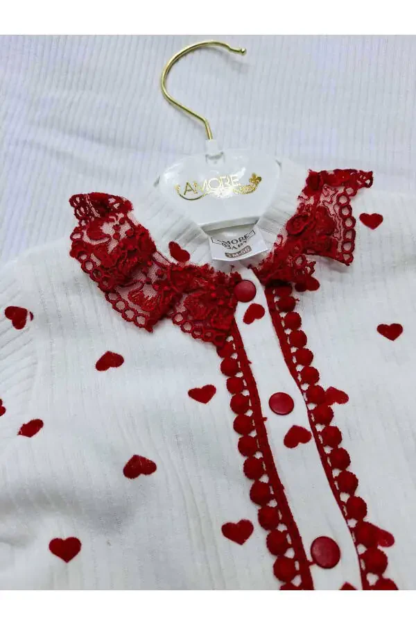 Sundan Amore Baby Lace Cotton Baby Romper and Bonnet - 3