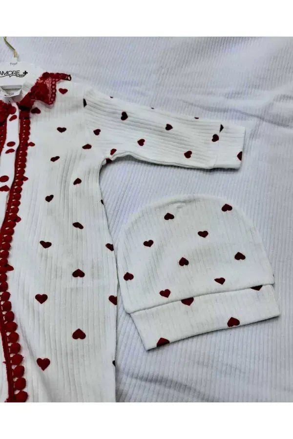 Sundan Amore Baby Lace Cotton Baby Romper and Bonnet - 5