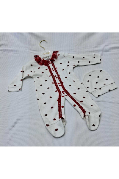 Sundan Amore Baby Yakası Güpürlü Pamuklu Chaqaloq Kombinzoni va Beryo - BERKAY