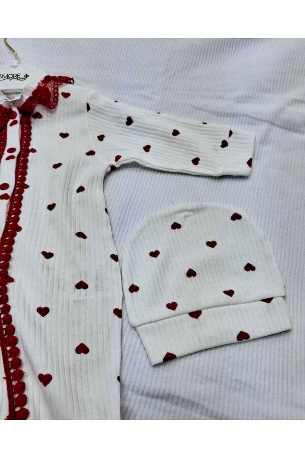 Sundan Amore Baby Yakası Güpürlü Pamuklu Chaqaloq Kombinzoni va Beryo - 5