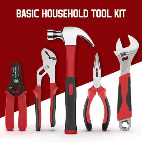 Sundpey Home Tool Kit with Drawer - 379-PCs Portable Complete Household and Auto Repair Tool Set - Hand General Basic Tool Box Storage Case - Full Basic Toolkit for Handyman & Diyer & Homeowner Red - 5