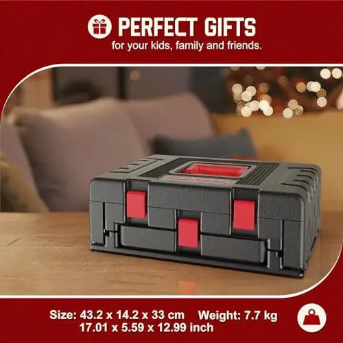 Sundpey Home Tool Kit with Drawer - 379-PCs Portable Complete Household and Auto Repair Tool Set - Hand General Basic Tool Box Storage Case - Full Basic Toolkit for Handyman & Diyer & Homeowner Red - 3