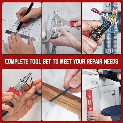 Sundpey Home Tool Kit with Drawer - 379-PCs Portable Complete Household and Auto Repair Tool Set - Hand General Basic Tool Box Storage Case - Full Basic Toolkit for Handyman & Diyer & Homeowner Red - 6