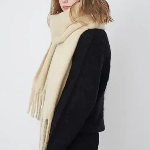 SUNDSGT Big Scarf Coloured Oversized Tassel Soft Fall Winter Thick Scarf Warm Shawl Women - 4