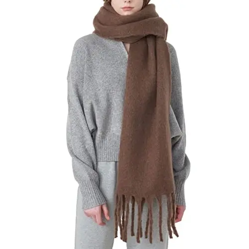 SUNDSGT Big Scarf Coloured Oversized Tassel Soft Fall Winter Thick Scarf Warm Shawl Women 