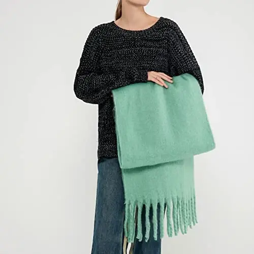 SUNDSGT Big Scarf Coloured Oversized Tassel Soft Fall Winter Thick Scarf Warm Shawl Women - 3