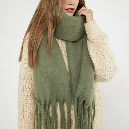 SUNDSGT Big Scarf Coloured Oversized Tassel Soft Fall Winter Thick Scarf Warm Shawl Women - 3