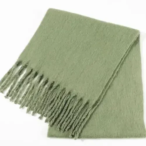 SUNDSGT Big Scarf Coloured Oversized Tassel Soft Fall Winter Thick Scarf Warm Shawl Women - 4