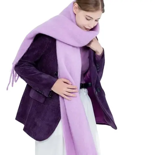 SUNDSGT Big Scarf Coloured Oversized Tassel Soft Fall Winter Thick Scarf Warm Shawl Women - 2