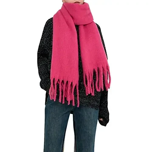 SUNDSGT Big Scarf Coloured Oversized Tassel Soft Fall Winter Thick Scarf Warm Shawl Women 