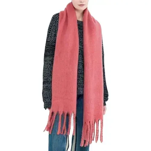 SUNDSGT Big Scarf Coloured Oversized Tassel Soft Fall Winter Thick Scarf Warm Shawl Women - 1