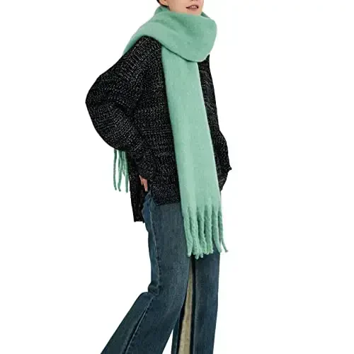 SUNDSGT Big Scarf Coloured Oversized Tassel Soft Fall Winter Thick Scarf Warm Shawl Women - SUNDSGT