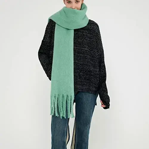 SUNDSGT Big Scarf Coloured Oversized Tassel Soft Fall Winter Thick Scarf Warm Shawl Women - SUNDSGT (1)