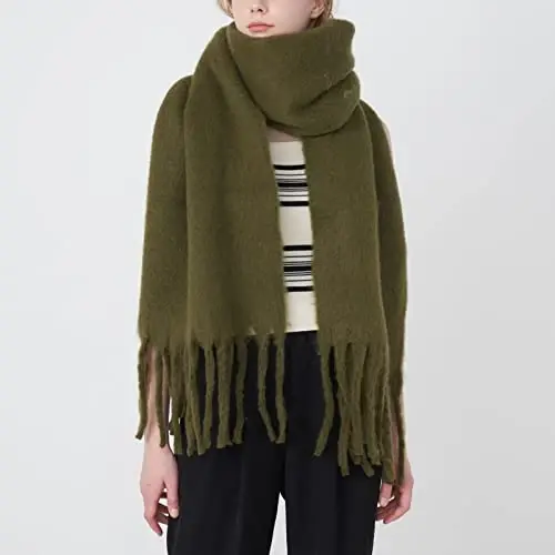 SUNDSGT Big Scarf Coloured Oversized Tassel Soft Fall Winter Thick Scarf Warm Shawl Women - SUNDSGT (1)