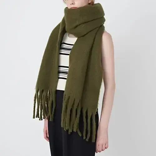 SUNDSGT Big Scarf Coloured Oversized Tassel Soft Fall Winter Thick Scarf Warm Shawl Women - 3
