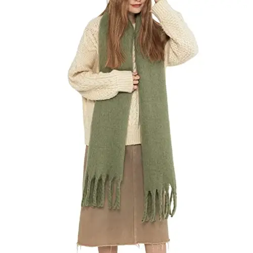 SUNDSGT Big Scarf Coloured Oversized Tassel Soft Fall Winter Thick Scarf Warm Shawl Women - SUNDSGT