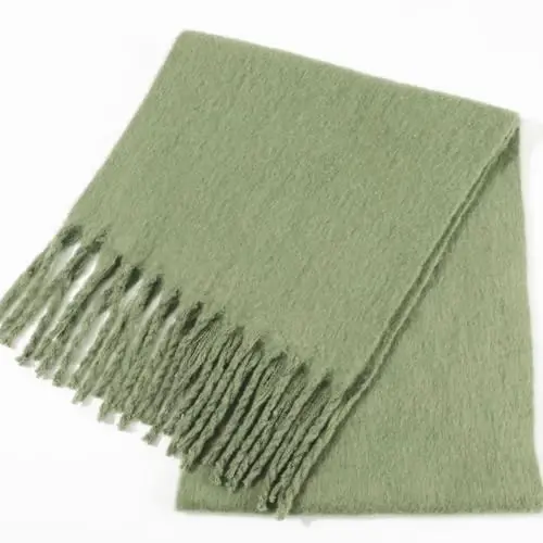 SUNDSGT Big Scarf Coloured Oversized Tassel Soft Fall Winter Thick Scarf Warm Shawl Women - 10