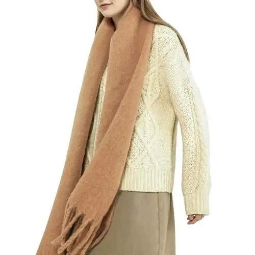 SUNDSGT Big Scarf Coloured Oversized Tassel Soft Fall Winter Thick Scarf Warm Shawl Women - 2