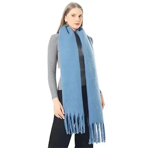 SUNDSGT Big Scarf Coloured Oversized Tassel Soft Fall Winter Thick Scarf Warm Shawl Women - SUNDSGT