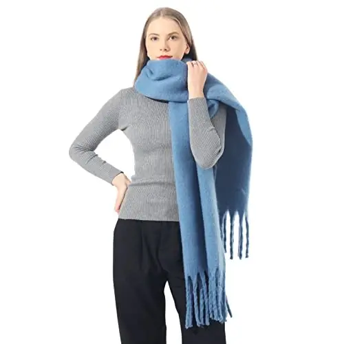 SUNDSGT Big Scarf Coloured Oversized Tassel Soft Fall Winter Thick Scarf Warm Shawl Women - 2