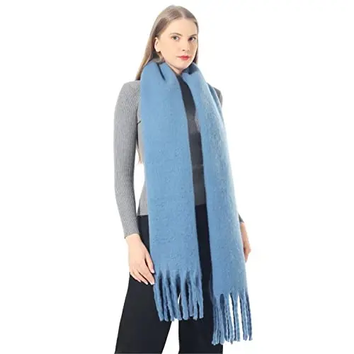 SUNDSGT Big Scarf Coloured Oversized Tassel Soft Fall Winter Thick Scarf Warm Shawl Women - 1